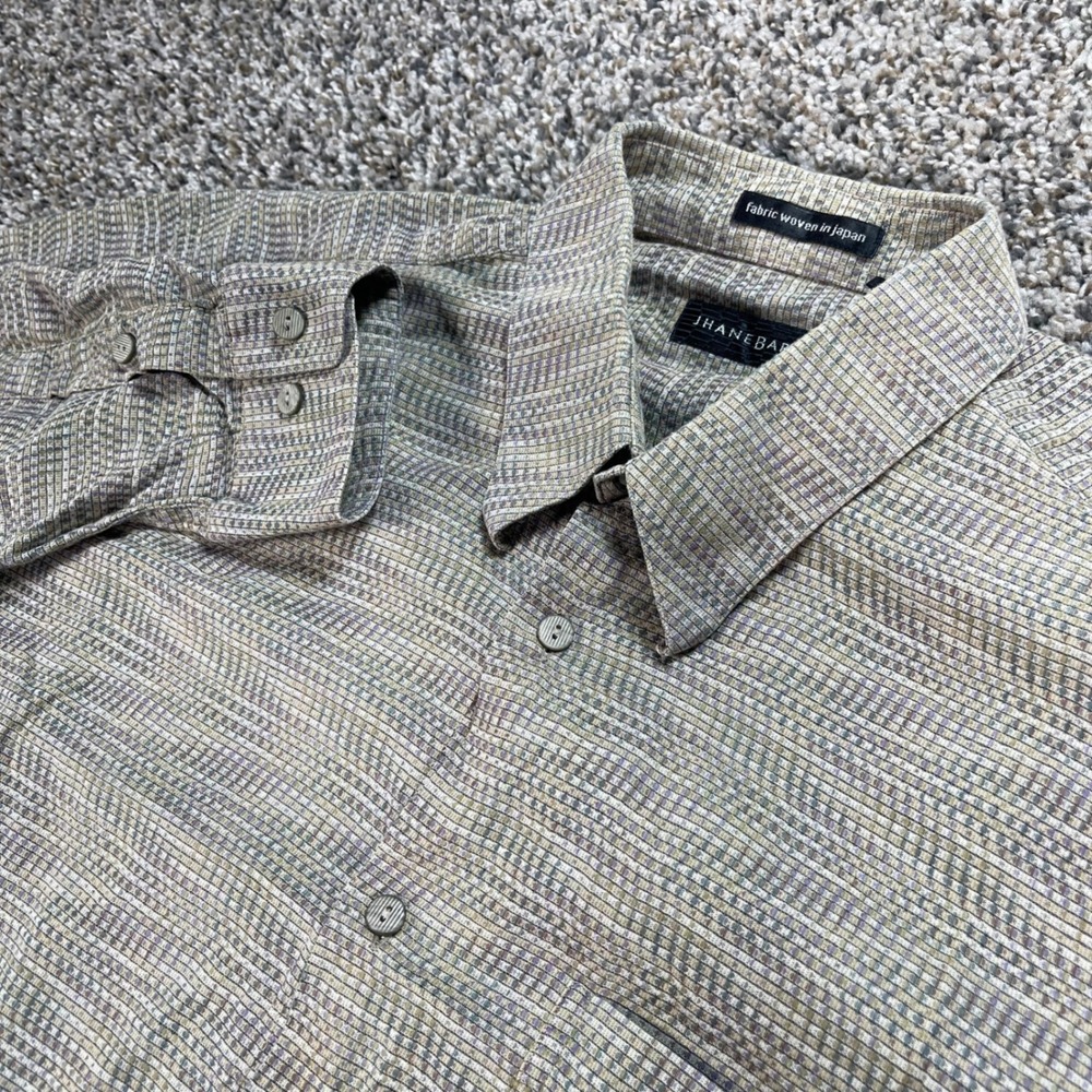 Jhane Barnes Men's Large Button Down Shirt Fabric Woven in Japan Cotton Textured